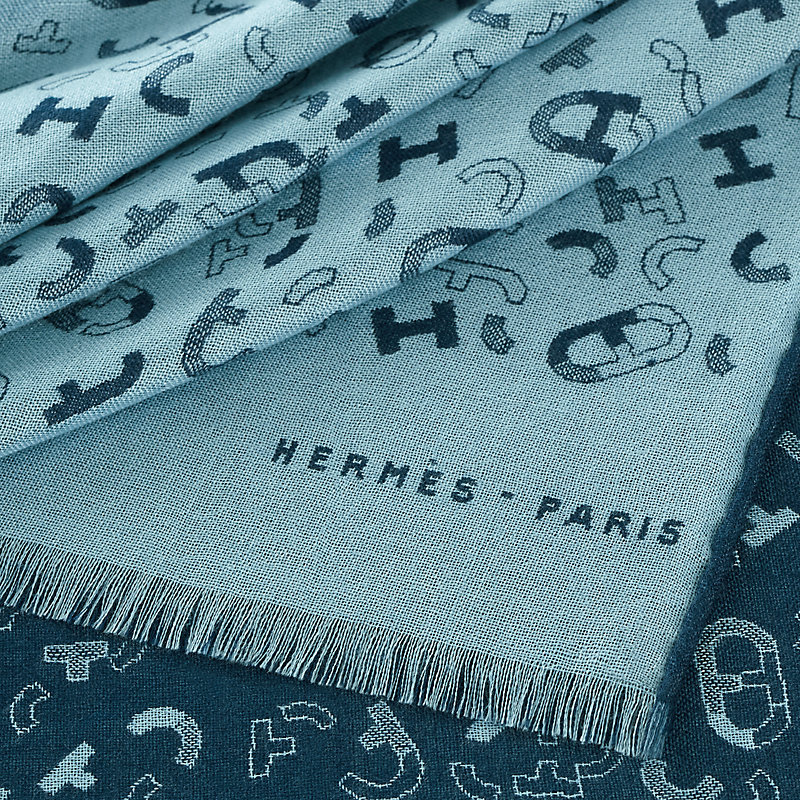 リバーシブルマフラー - ブルー | Hermès - エルメス-公式サイト